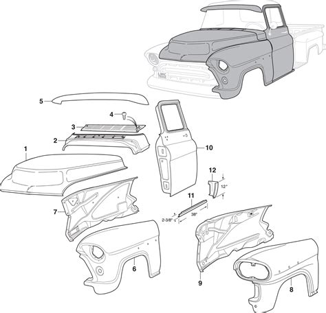 55-59 chevy truck sheet metal|Front Body Steel .